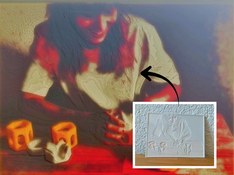 Lithophane mit Enkelkindern – Magisches 3D-Lichtbild aus dem Drucker 3D-gedrucktes Lithophane – ein persönliches Lichtbild, das im Gegenlicht ein Foto sichtbar macht. Ideal als Geschenk zu Weihnachten, erstellt mit PLA und LED-Beleuchtung.